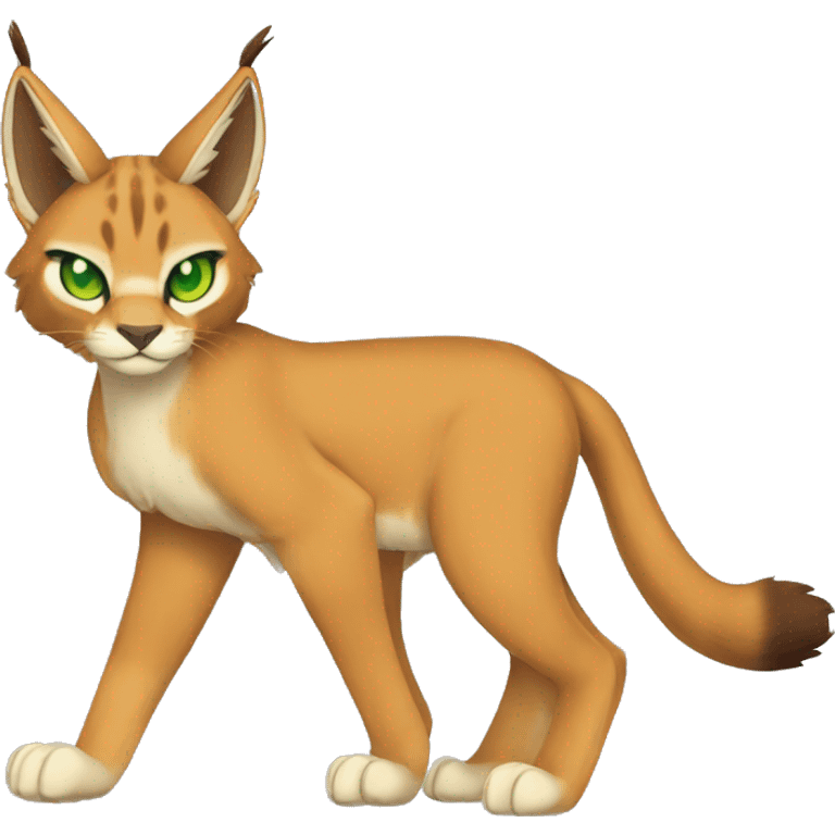 Lynx-Caracal-Fakemon-hybrid with orange points, green eyes brown toes, and short tail, full body emoji