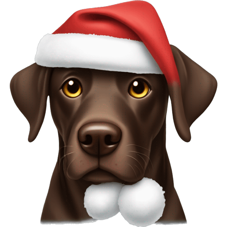 Chocolate lab with Santa hat emoji