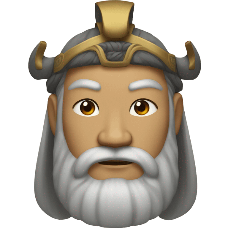 Bold facial features with a strong chin and prominent eyebrows，a tousled beard and hair, Ancient Chinese General  emoji