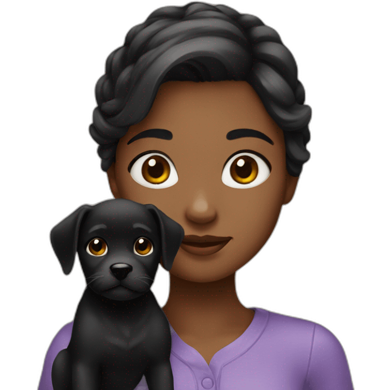 Girl with black puppy  emoji