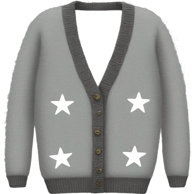 cardigan with three grey stars on both sleeves emoji