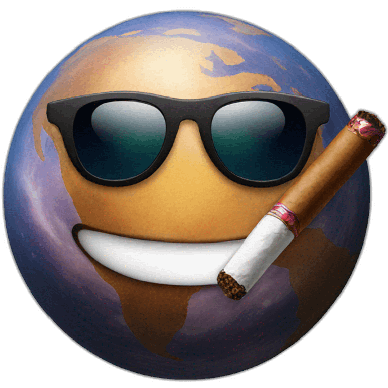 planet with sunglasses and cigar emoji