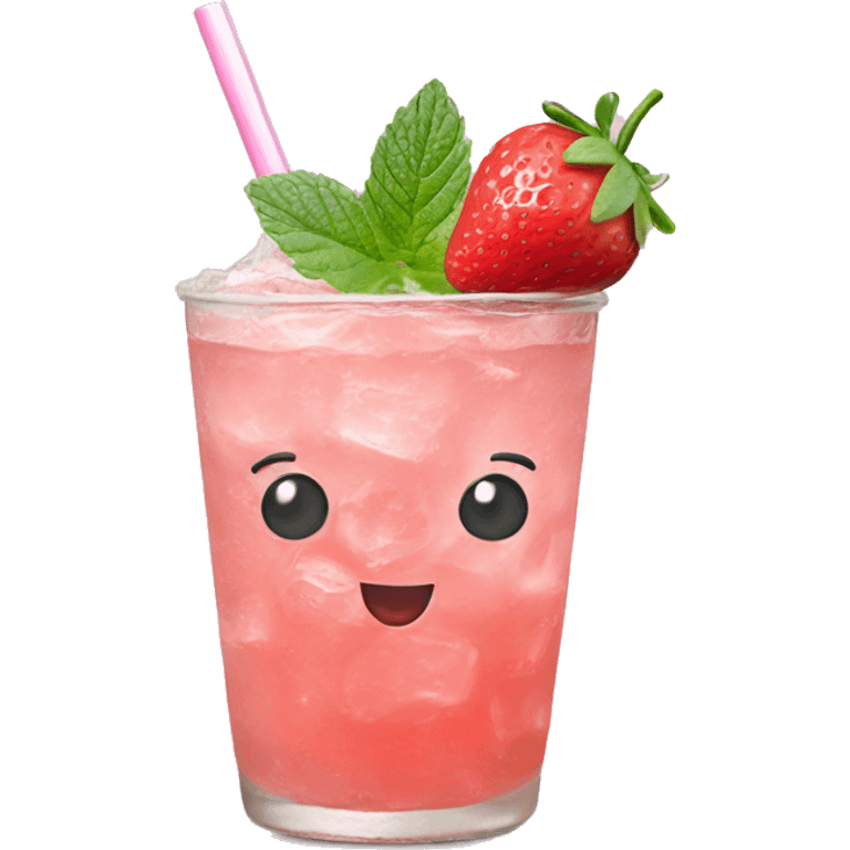 Pastel pink mojito strawberry  emoji