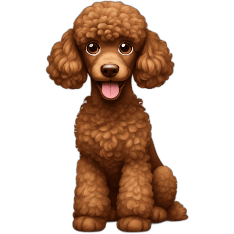 Brown poodle sitted looking smiling emoji