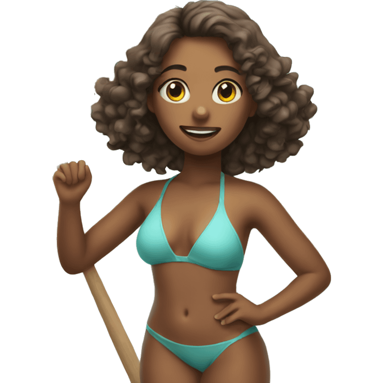 girl in swimsuit at beach emoji