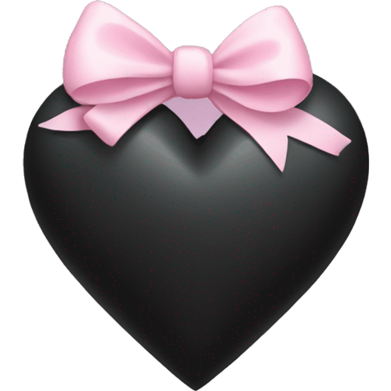 Black heart with light pink bow emoji