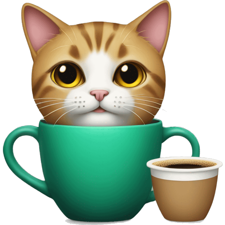 cat with starbuks coffee emoji