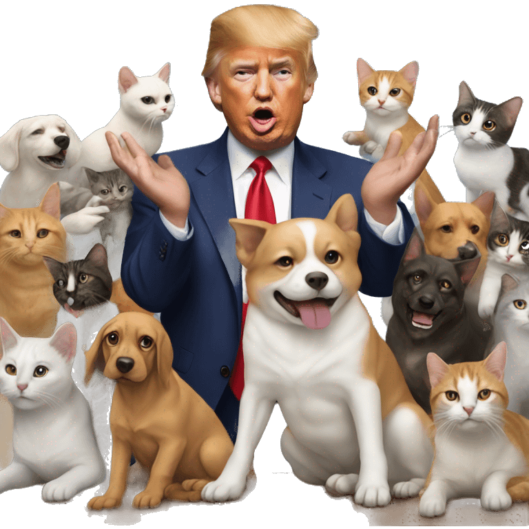 Donald Trump saving cats and dogs  emoji