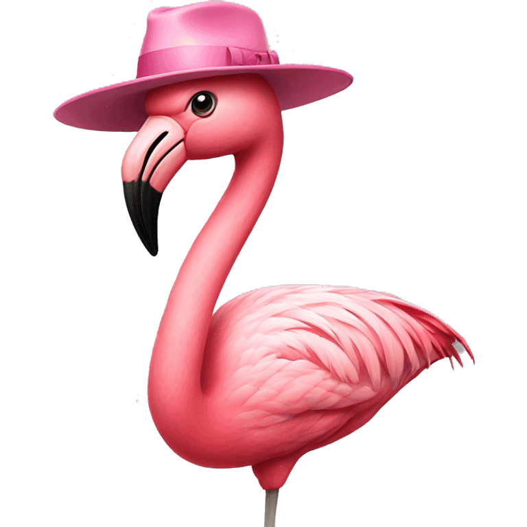 Flamingo wearing a hat emoji