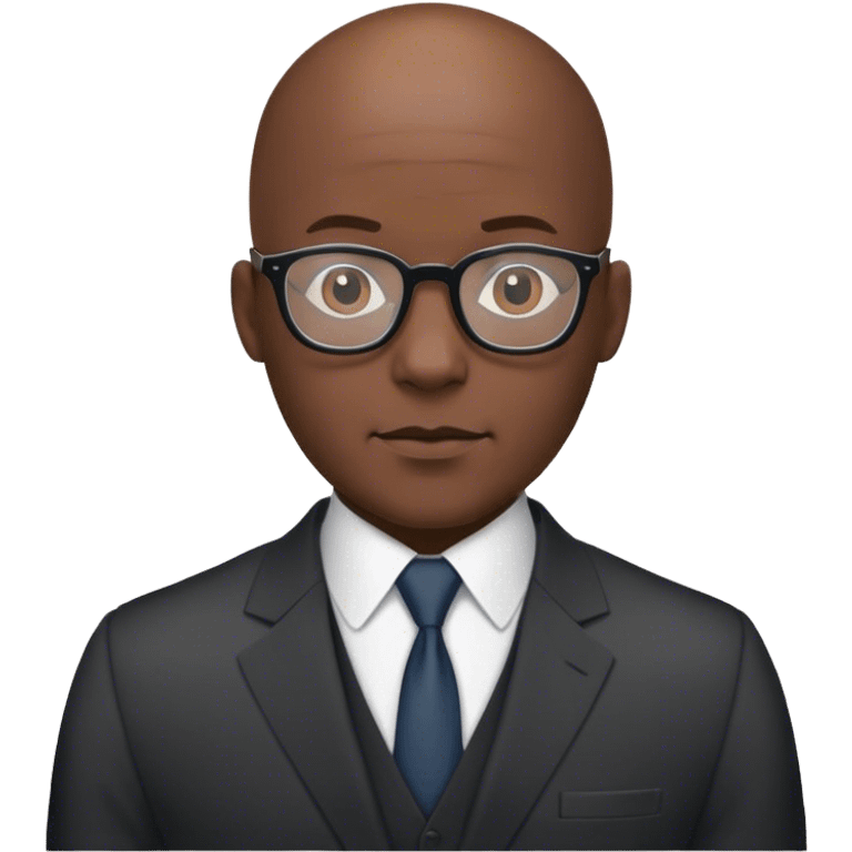 black bald man with glasses in suit emoji