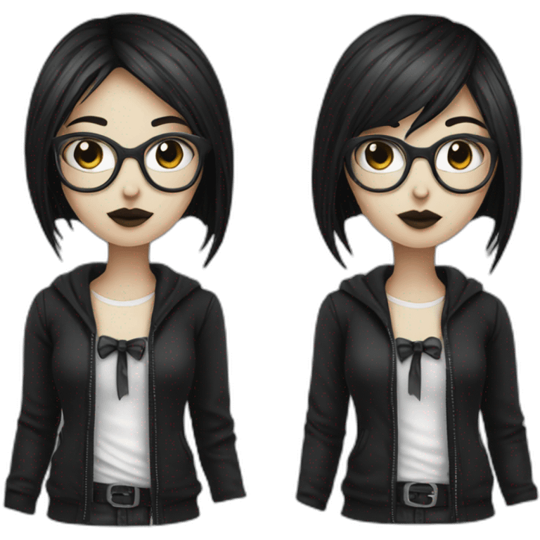 Standing-white-goth-girl-dark-hair-with-glasses emoji