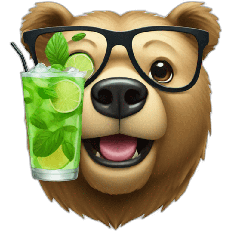 bear with glasses drinking mojito emoji