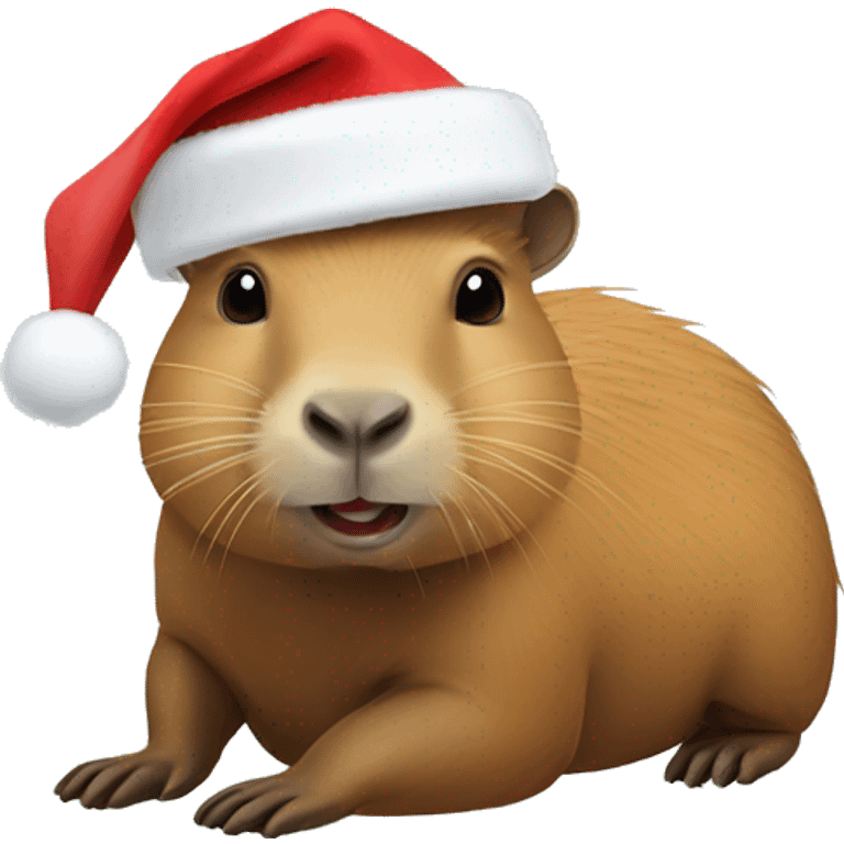 Capybara wearing a Santa hat emoji