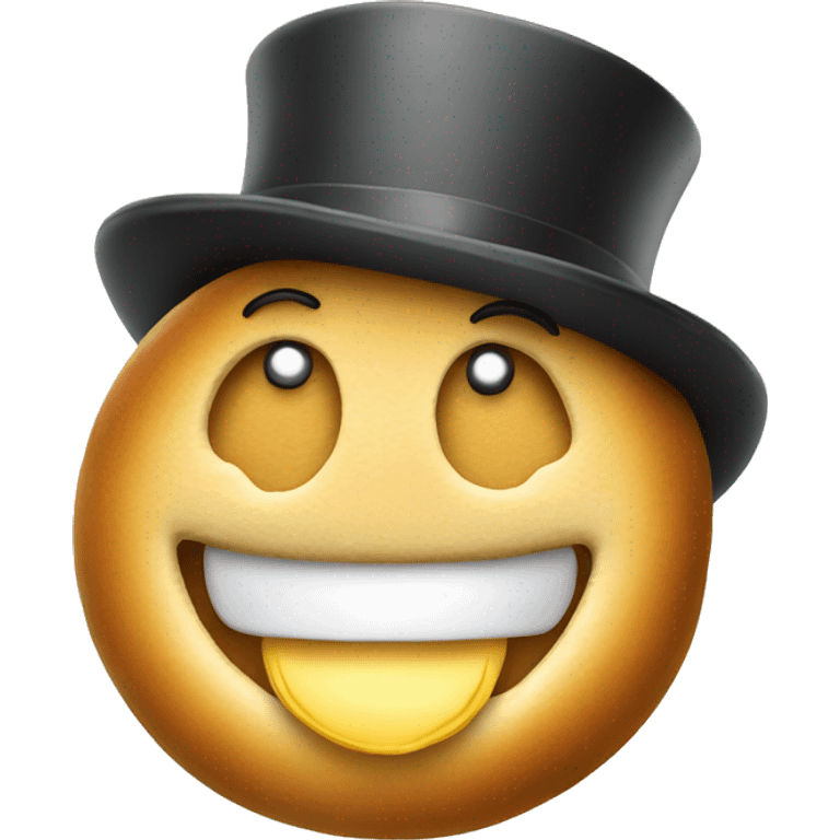 a smiling plain bagel with a tophat emoji