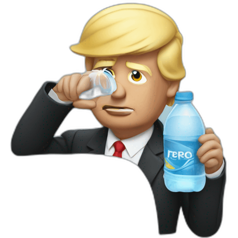 Donald trump who drink a bottle of water emoji