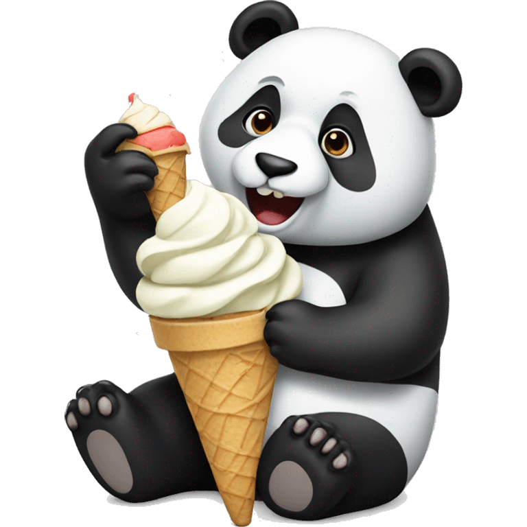 Panda eating ice cream emoji