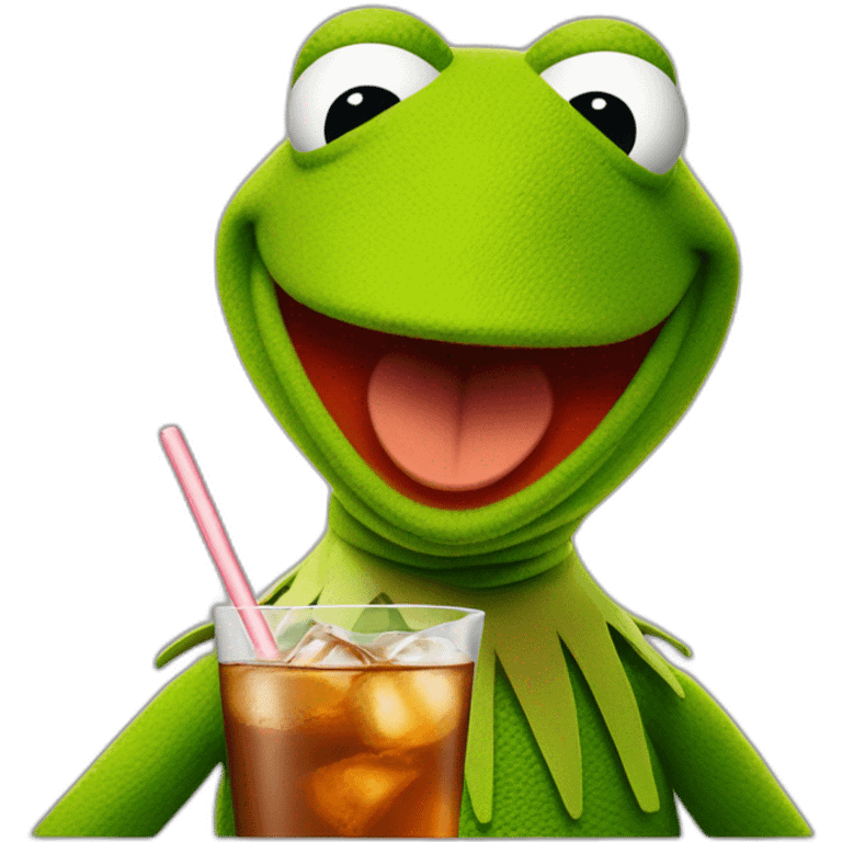 Kermit la grenouille qui boit un ice tea emoji