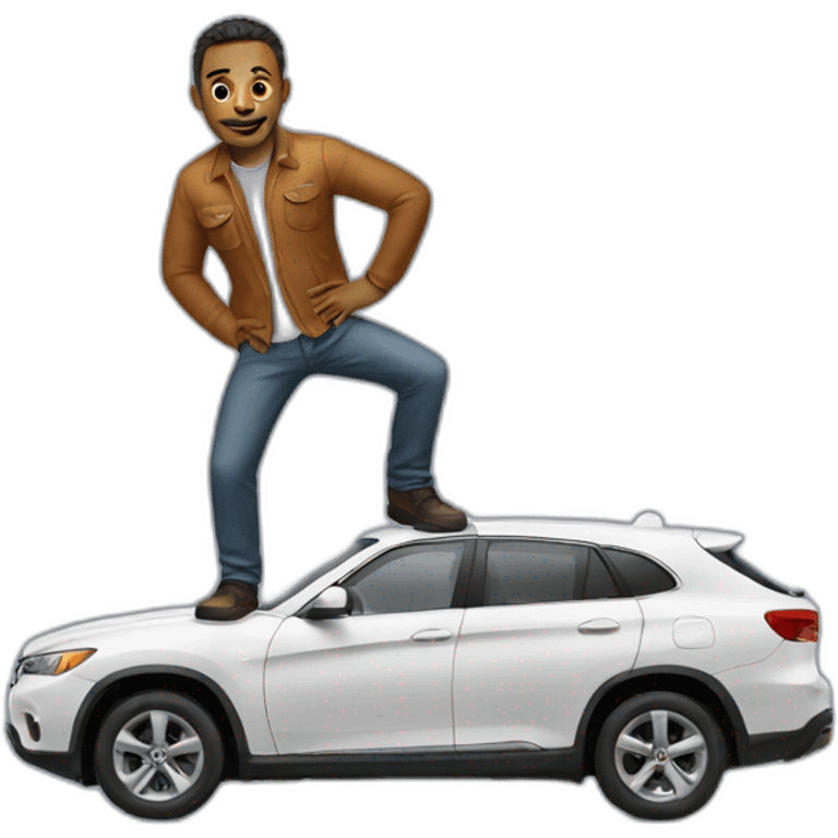 Man standing on a car emoji