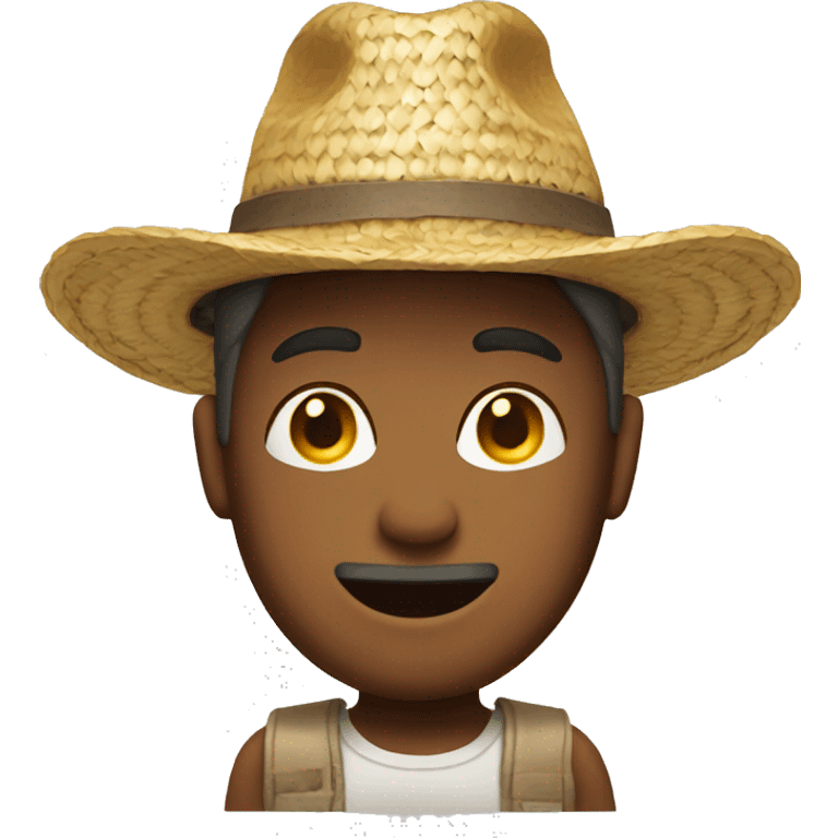 man with straw hat emoji