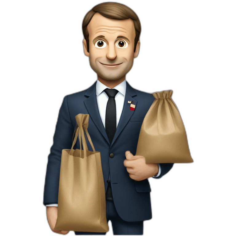 Emmanuel Macron holding a bag a euros  emoji