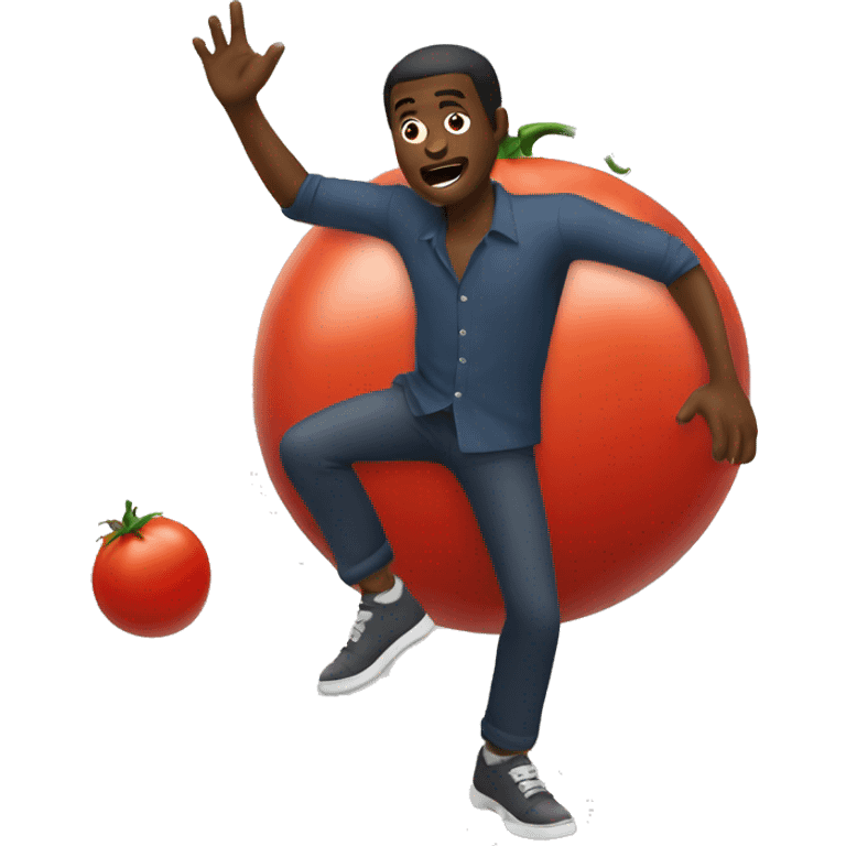 black man throwing a tomato emoji