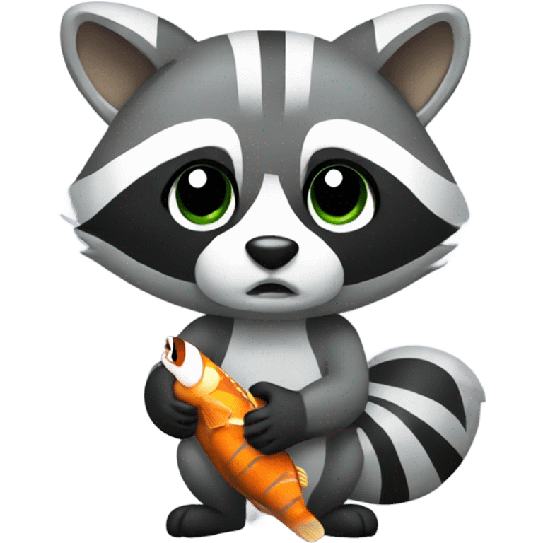 Raccoon holding fishbone emoji