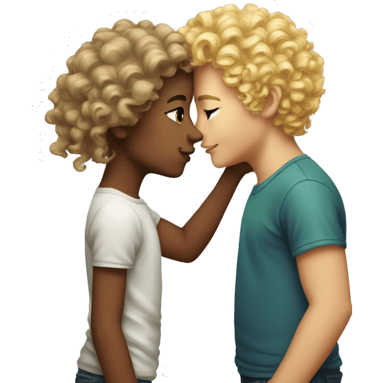 girl rainbow hair kissing boy with blonde perm  emoji