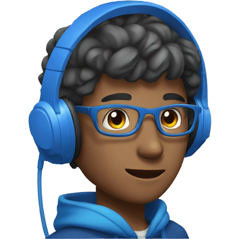 teen man with blue headset emoji