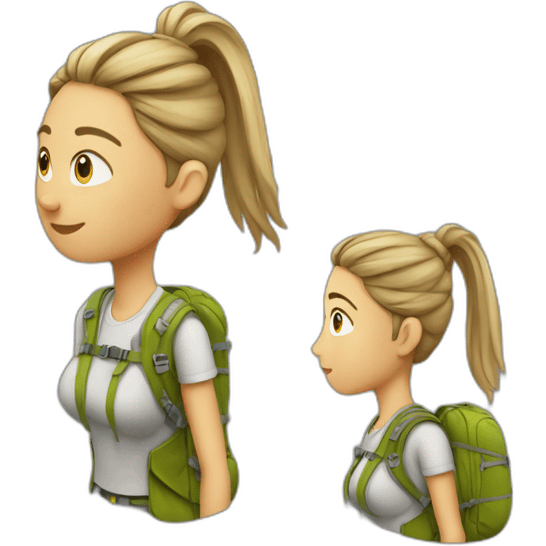 famale Backpackers with ponytail emoji