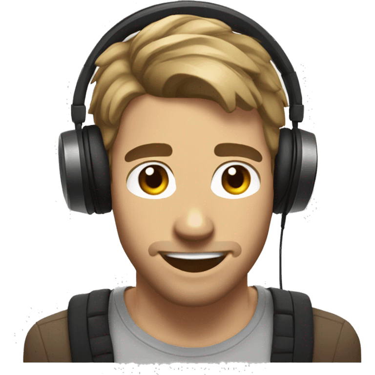 streamer man with headphones brown short hair happy emoji