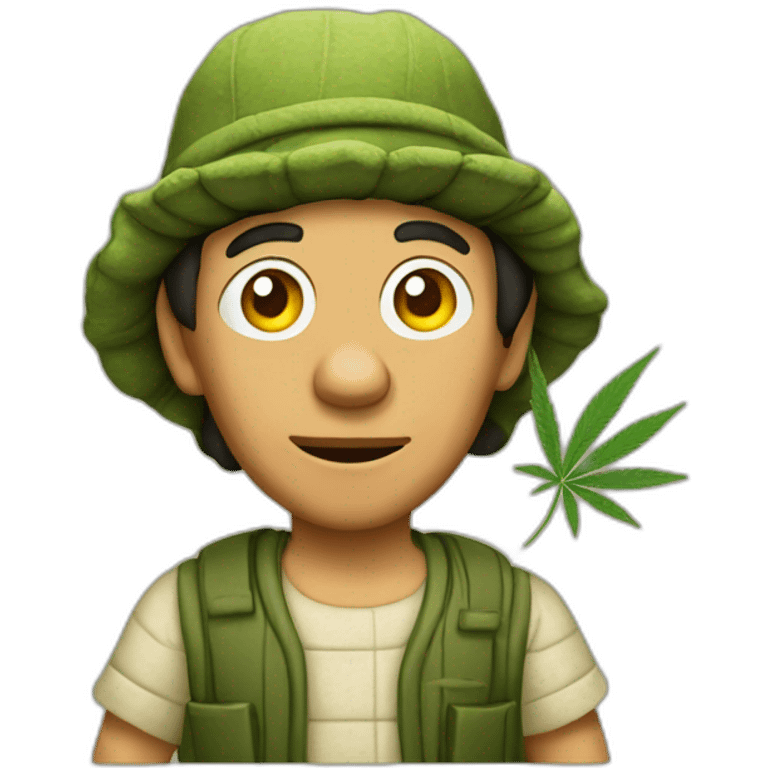 El chavo holds cannabis emoji