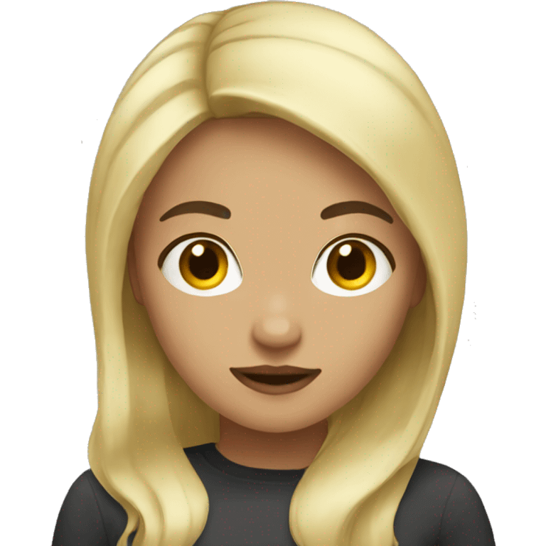 Girl with dark hair and blonde  emoji