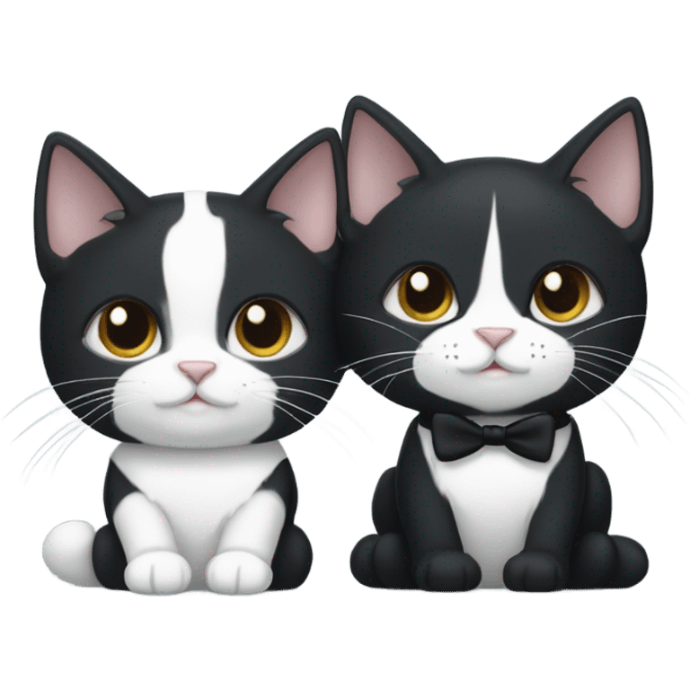 Tuxedo cat twins emoji