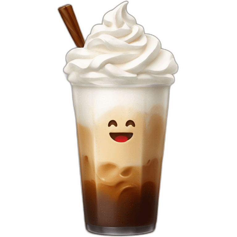 Cold coffee with whipped cream emoji