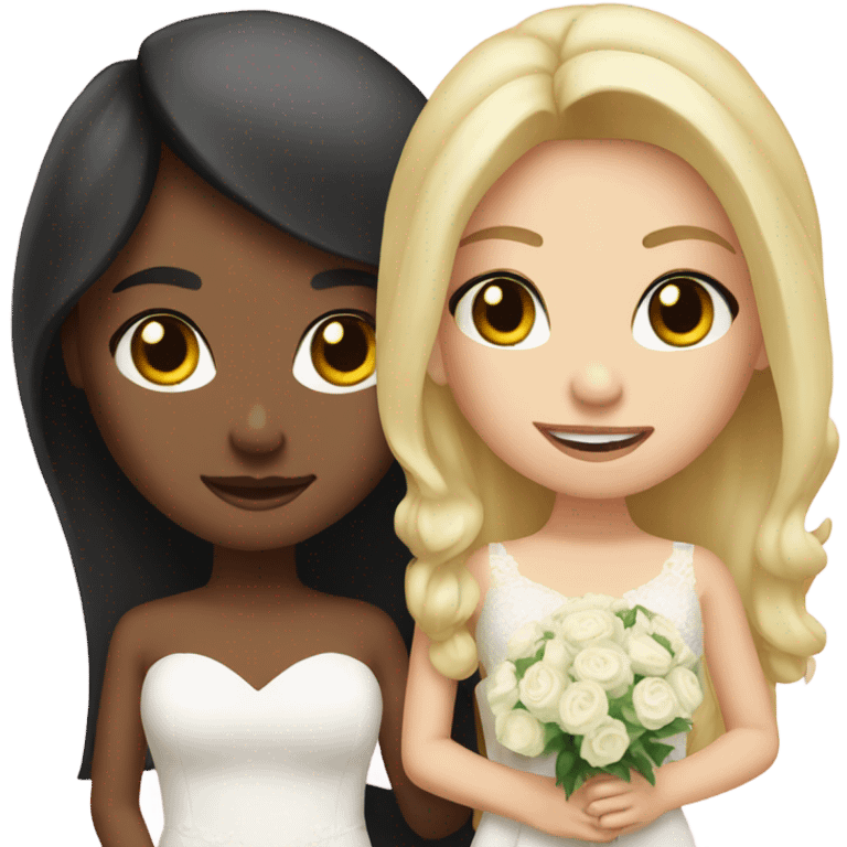 brunette girl marrying blonde girl emoji