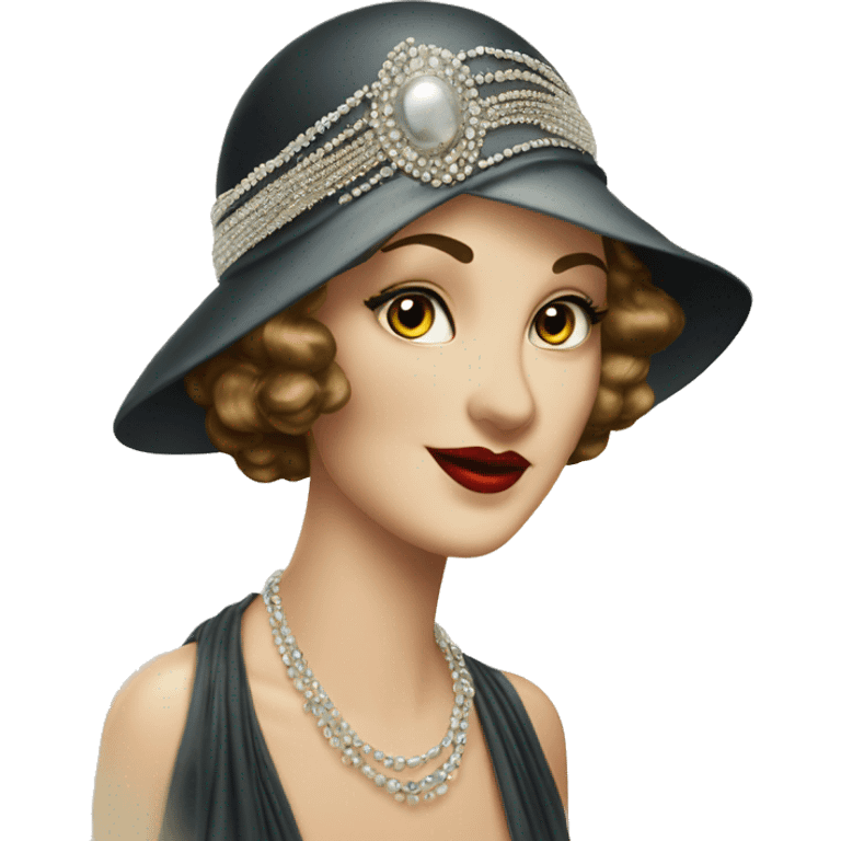 Beautiful 1930s woman with beaded headpiece elegant  emoji