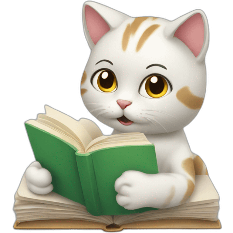 cat reading book emoji