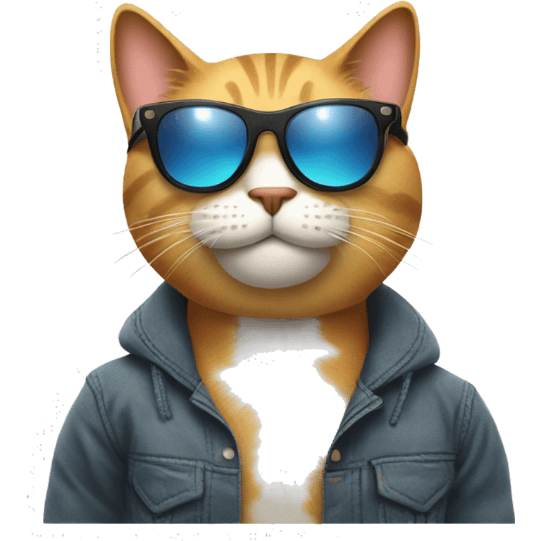 Cool cat relaxing wearing sunglasses emoji