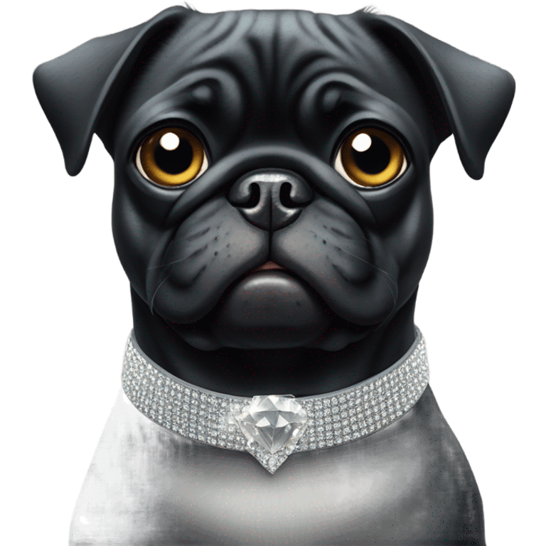 Black pug with Diamante collar emoji