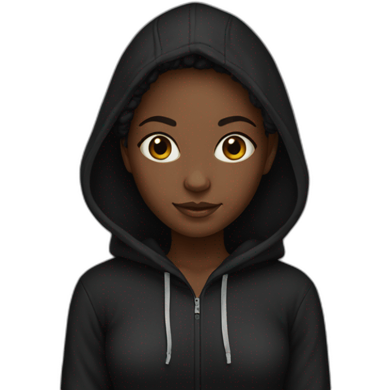 Black girl black hoodie  emoji