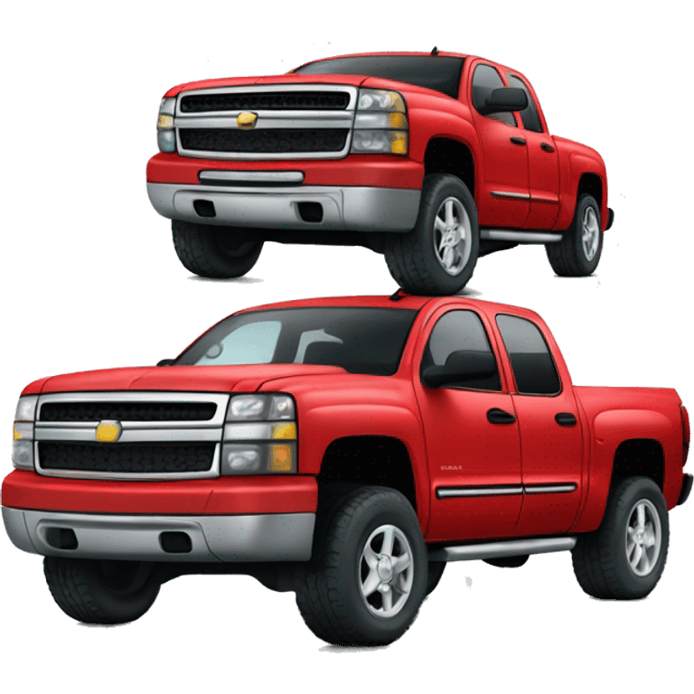 2005 red Silverado with big tires emoji