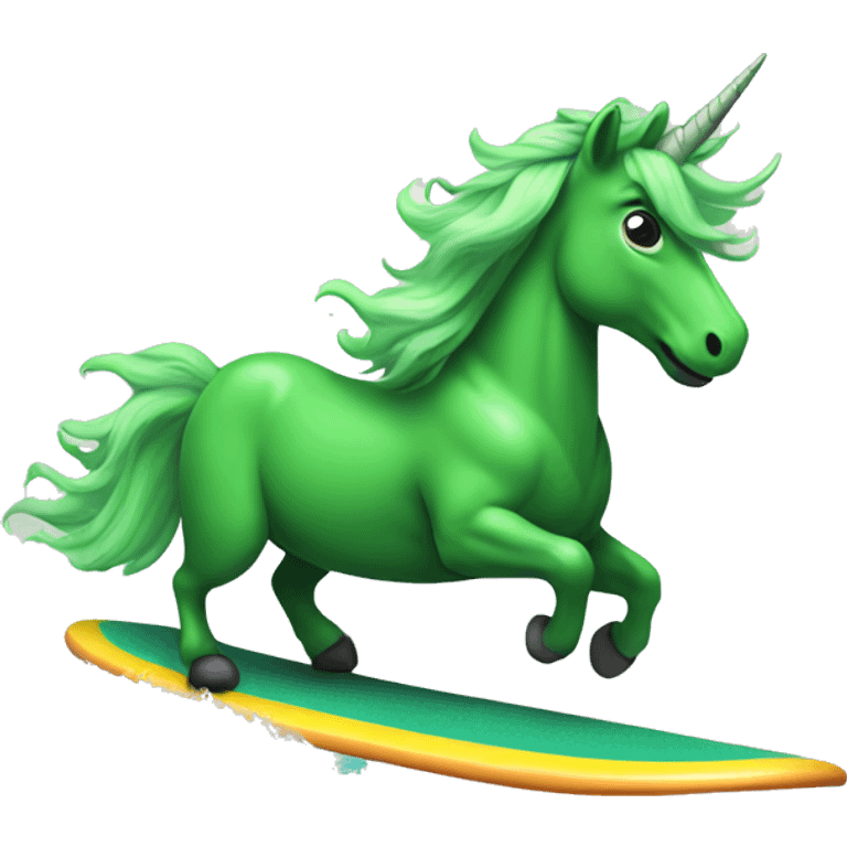 green unicorn surfing emoji