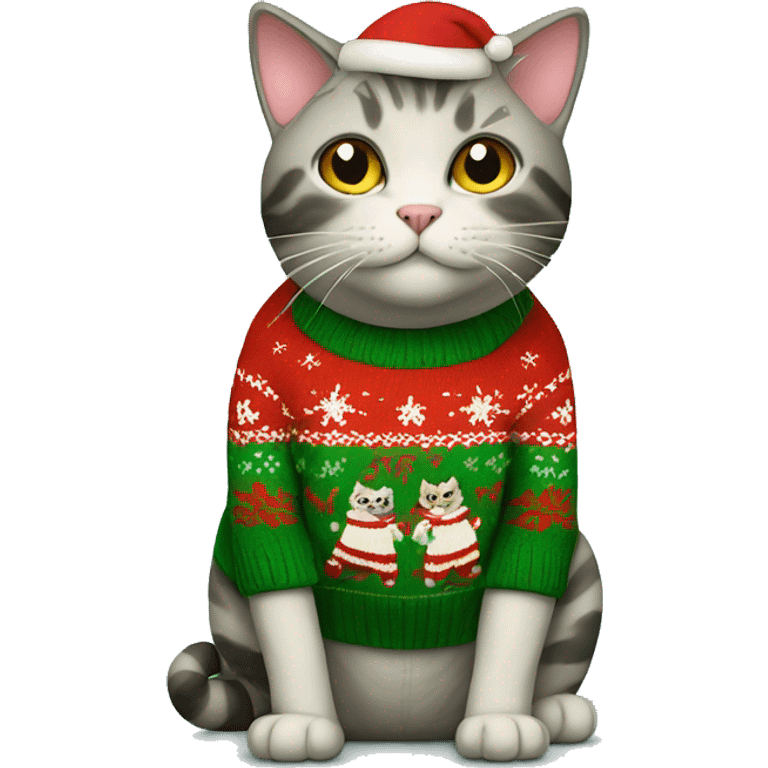 Cat in a Christmas sweater  emoji