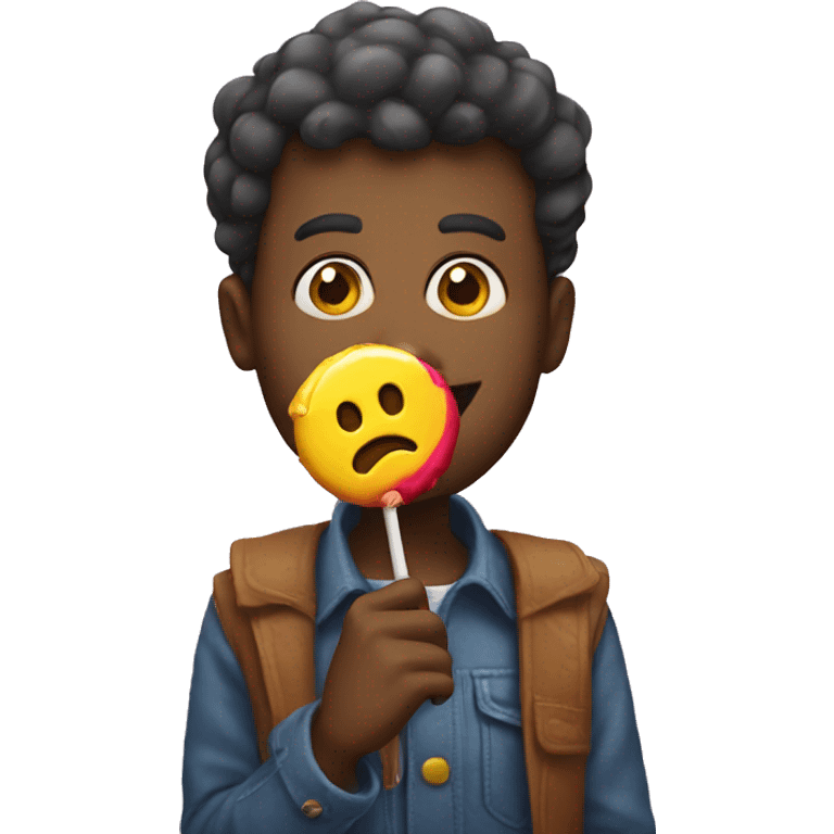 emoji eating lollipop emoji