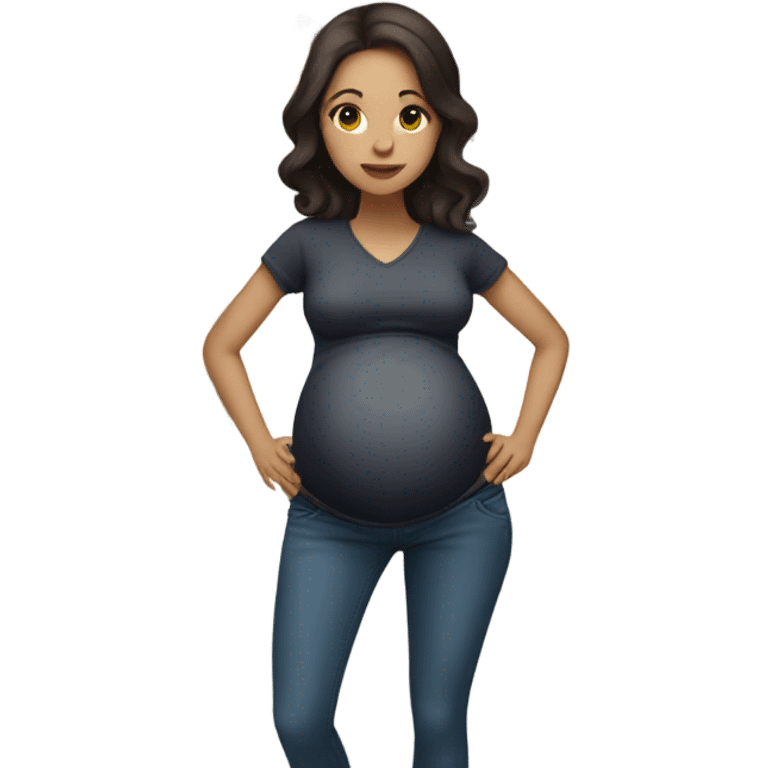 Pregnant women standing with dark brown hair and white ish skin  emoji