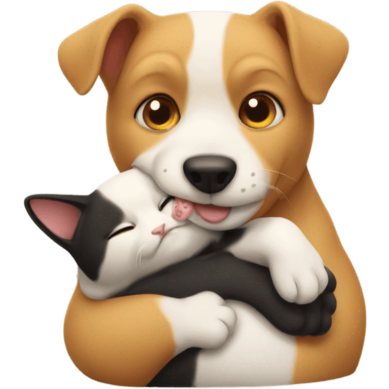 dog hugging a cat emoji