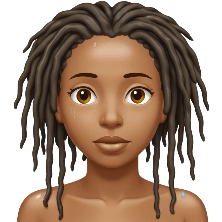 Black woman with locs in the shower emoji