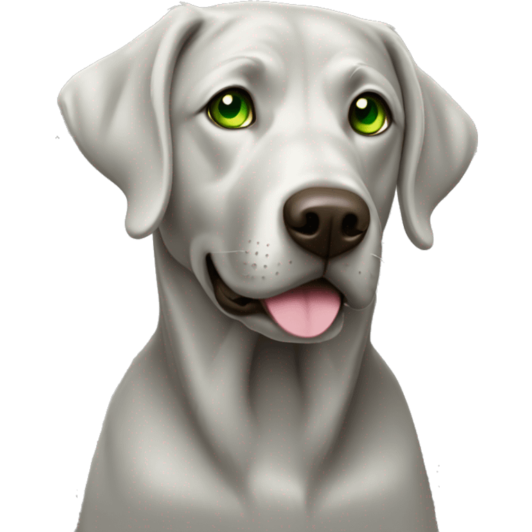 silver lab with light green eye emoji