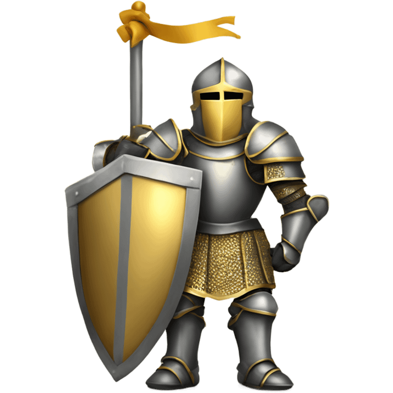 Gold armour knight holding big banner, a Christian very strong faith based warrior emoji