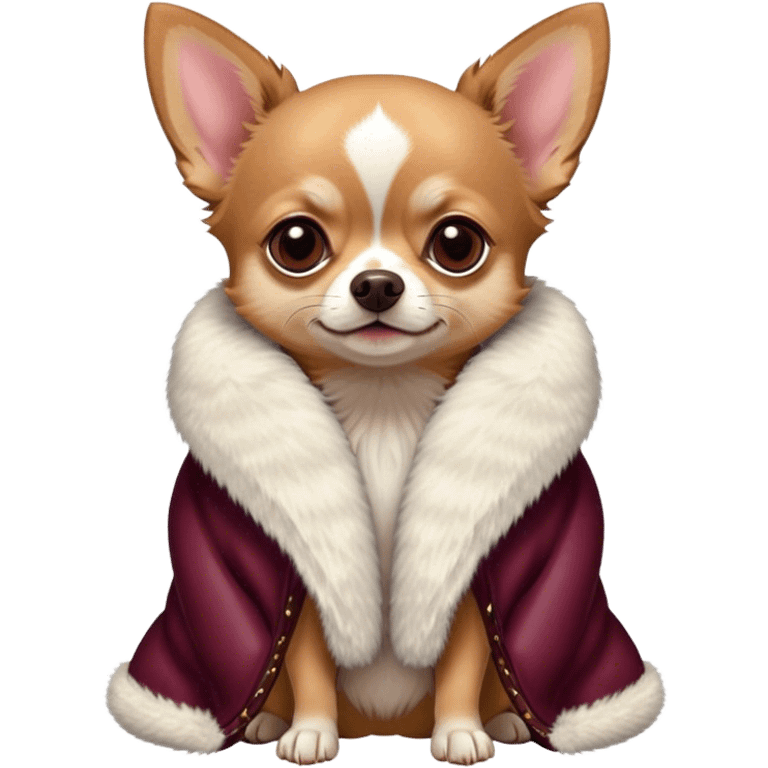 Chihuahua in a fur coat burgundy color emoji